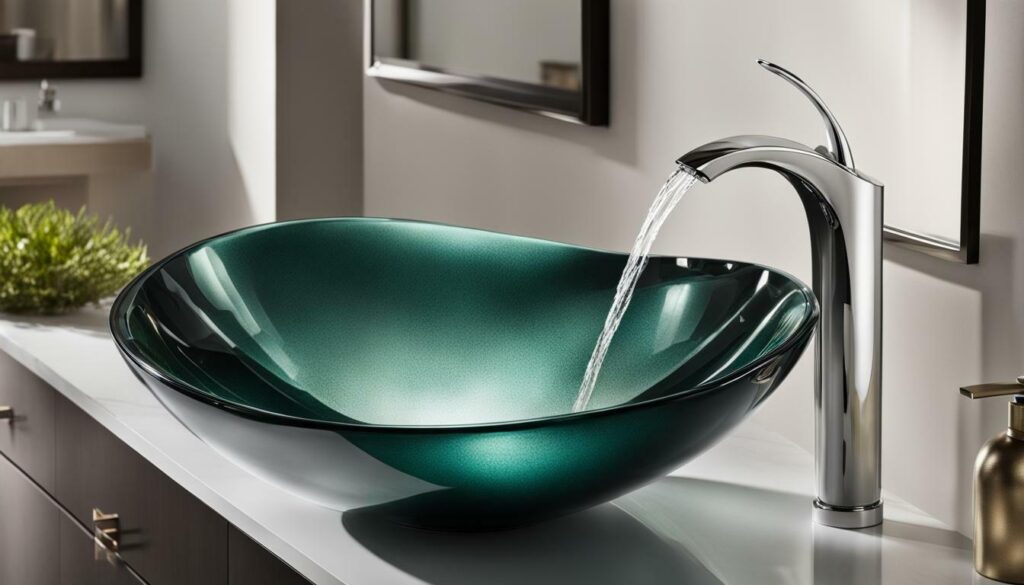 glass vessel sink with accessories